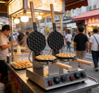 Machine à gaufres aux œufs double tête professionnelle style Hong Kong, électrique, pour la vente de snacks