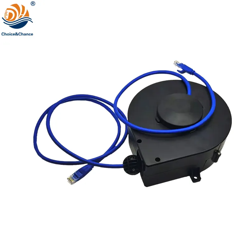 7M retractable CAT6 cable reel with auto-locking system