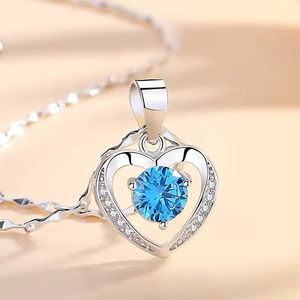Изящные ювелирные изделия 925 стерлингового серебра полированный круглый Циркон Сердце ожерелье для женщин - Product Image 3