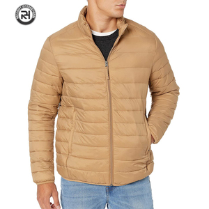 Mens Lightweight Polyester Puffer Jacket Stand Collar Front Logo Customizable Comfortable Warm Winter Outerwear for Casual Wears - Product Image 2