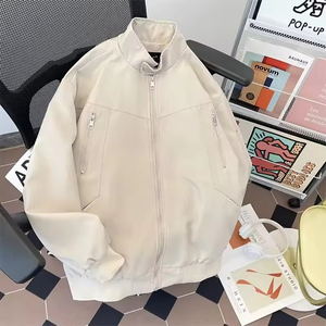 Venta caliente American Street Fashion Ropa de trabajo simple Otoño Hombres Casual Versátil Stand-Up Collar Biker Style Chaqueta - Product Image 2