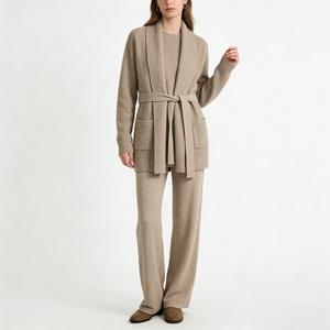 <span class=keywords><strong>Cardigan</strong></span> in Cashmere da <span class=keywords><strong>Donna</strong></span> <span class=keywords><strong>con</strong></span> Design a Costine, Scollo a V e <span class=keywords><strong>Cintura</strong></span>, Traspirante per Autunno e Inverno - Product Image 4