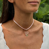 Colliers Gemnel en laiton avec pendentif fleur raquette de tennis pavé de zircons colorés, chaîne à maillons mixtes pour femmes, pour le quotidien, les fêtes et la mode