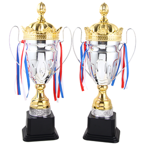 47cm - 76cm Trofeo de plata dorada Premios Copa Base negra en blanco Tapa de corona Trofeos Orejas grandes Premios de trofeos de metal personalizados - Product Image 3