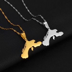 Collar de cadena de mapa de la isla de Bonaire de acero inoxidable esmaltado chapado en oro de 18 quilates collar con colgante de <span class=keywords><strong>Antillas</strong></span> Holandesas Bonaire - Product Image 5