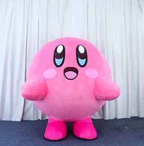 Venta al por mayor Popular de felpa caminando gigante adulto inflable Kirby mascota disfraz personaje de dibujos animados