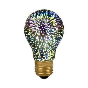 Bohlam lampu kembang api 3D, desain terbaru ST64 G95 A60 G125 RGB perubahan warna otomatis untuk ruang tamu 2024