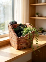 Jardinière en ciment style fée, mini-cabane en forme de gland, pot de fleurs pour micro-paysage, décoration rustique extérieure, sculptée à la main, style américain
