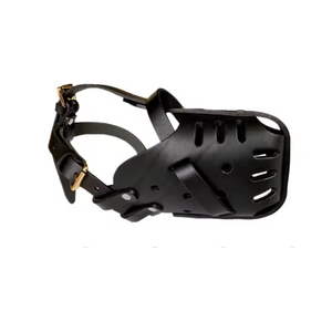 Muselière pour chien en cuir tanné végétal de qualité supérieure pour grandes races |   Masque anti-morsure et anti-aboiement réglable |   Équipement d'entraînement d'agilité - Product Image 3