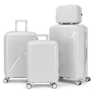 Ensemble de 4 valises rigides en PP, motif élégant en forme de Z, rose blush, roulettes pivotantes, valise de voyage légère pour femmes - Product Image 2