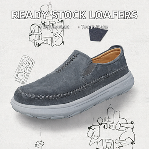 Mocasín informal para hombre hecho a mano de gran tamaño de cuero genuino superior ligero transpirable Plantilla de goma antideslizante - Product Image 2