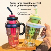 Bouteille d'eau en plastique de 40 oz grande capacité, portable, sans BPA, avec couvercle, paille, poignée et infuseur à thé – Vente en gros