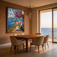 Peinture à l'huile sur toile impressionniste surdimensionnée personnalisée, faite à la main, avec cadre en bois, art mural vintage pour salon