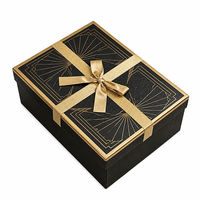 Boîte cadeau Art Déco noire et or personnalisée, emballage de luxe avec ruban pour produits de détail, présentation en gros pour marques