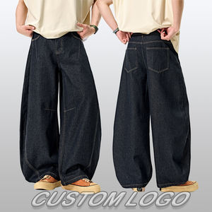 Grosir pria kasual baru longgar pisau bengkok Jeans Logo kustom dicuci Denim bernapas untuk musim semi musim panas musim gugur - Product Image 4