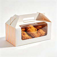 Boîte à poulet frit en kraft écologique avec poignée, emballage jetable personnalisé pour hamburgers, cuisses de poulet, BBQ, à emporter