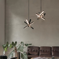 Lustre moderne de luxe en acier inoxydable de taille moyenne pour îlot de cuisine, salle à manger/salon, LED rotative avec installation facile