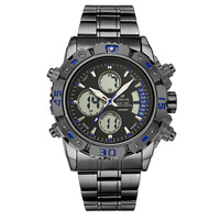 Nantrive — montre bracelet électronique pour hommes, double mouvement, bracelet multifonction en acier inoxydable, lumineux, étanche