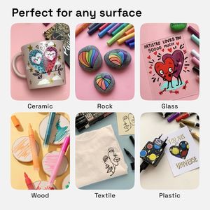 12 bolígrafos de pintura metálica, rotuladores acrílicos, Punta Extra fina, marcador de pintura permanente de 07mm para vidrio de roca, tela de madera, Stock de tarjeta de cerámica - Product Image 5