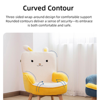 Canapé enfant moderne au design mignon d'animaux avec coussin en peluche douce en forme de nounours, pliable en tissu