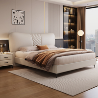 Lit de rangement moderne en cuir italien de luxe avec design ergonomique lumineux, tailles Queen et King, vente en gros