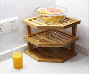 Trépied d'angle en <span class=keywords><strong>bambou</strong></span> à 3 couches pour organiser les supports de rangement et les supports pour épices et condiments de cuisine - Product Image 5