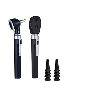 Ensemble d'instruments chirurgicaux pour examen diagnostique ORL, mini otoscope et ophtalmoscope à fibre optique noire, vente en gros, fabricant - Product Image 1