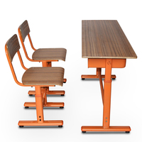 Bureau d'école en bois à double hauteur, design moderne, certifié ISO14001 et ISO9001, avec chaise et table d'étude réglables