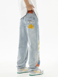 <span class=keywords><strong>Bufa</strong></span> Haute Qualité Mode Hommes Lavage Designer Coupe Ample Denim Jambe Sauvage Pantalon Jeans pour Hommes Nouvelle Mode Ragged Jeans pour Hommes - Product Image 6