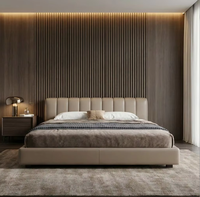 Cama de Plataforma de Madera King-Size Tapizada en Tela Teddy, Moderna y Lujosa, Personalizada para Hotel, Apartamento o Dormitorio