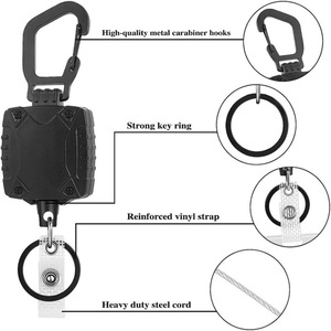 Porte-clés noir pour sac à dos, idéal pour la pêche en extérieur et l'utilisation de leurres, rétractable et facile à tirer, anti-perte et antivol, facile à dégainer. - Product Image 2