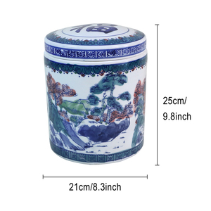 Fabrik-Großhandel Blau-Weiße Landschafts-Keramik-Urnen für Menschenasche Traditionelle Chinesische Porzellan-Bestattungsurne - Product Image 2