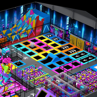 Parc d'attractions pour enfants de 1000 m², thème commercial, grands toboggans en plastique, jeux interactifs, aire de jeux intérieure pour enfants, équipement de jeu souple
