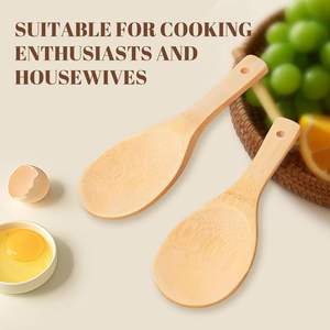 Eco-Friendly Bamboo <b>Paddle</b>-20cm Natural <b>Wood</b> Non-Stick Rice Scooper for Serving and Cooking - Product Image 6