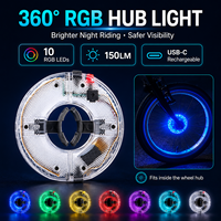 LED-Fahrradnabenlicht 150LM 5-Farben-Blinklicht 300mAh Bewegungsaktiviert IP44 Wasserdicht für Pendler-Radfahren