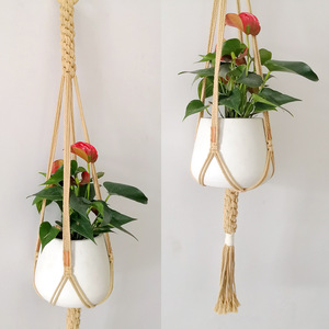 Cesta colgante de tejido, bolsa de red para plantas, decoración colgante, <span class=keywords><strong>tapiz</strong></span> bohemio, estante de pared - Product Image 4