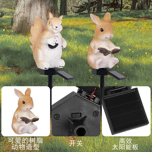 Lampes solaires personnalisées en forme de lapin transfrontalières, en résine, animaux simulés, lampes de jardin pour l'éclairage extérieur de la cour et de la pelouse - Product Image 4