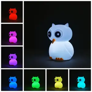 Lámpara de búho para niños y bebés, luz nocturna Multicolor de silicona personalizada