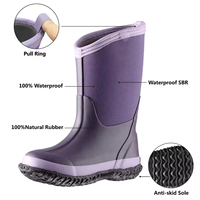 Sepatu Bot Hujan Anak Perempuan YL-25294 OEM dan ODM Custom, Setengah Betis, Warna Ungu, Anti Selip, Tahan Air, Bahan Neoprena, untuk Aktivitas Luar Ruangan