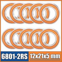 Rodamientos de Bolas de Acero Cromado 6801RS 12*21*5mm 10PCS ABEC-1/3, Rodamientos de Ranura Profunda 2RS de Sección Delgada, Alta Velocidad y Bajo Ruido