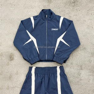 Custom Sweatsuit Windbreaker Set Nylon Tracksuit Oversized Lightweight Cut and Sew <b>Zip</b> <b>up</b> <b>Jacket</b> and Nylon Pants Windbreaker Set - Product Image 4