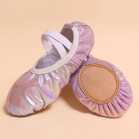 Zapatillas de Ballet Suaves para Niñas Pequeñas, Zapatos de Baile con Brillantina, Suela Partida, Pantuflas Infantiles con Bandas Elásticas Cruzadas para Actuaciones en Escenario