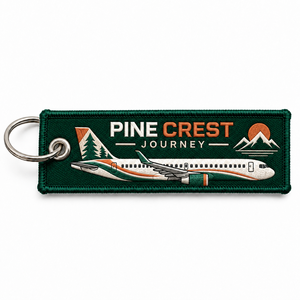 Factory Price Aviation Embroidered Keychain Double Sided Jet <b>Tag</b> Custom Logo Embroidery Keychain - Product Image 2