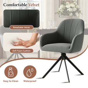 Silla de Comedor Moderna de Terciopelo Ecológico, Acolchada, Extensible, Portátil, Reclinable, Impermeable, Giratoria 360°, Ergonómica y Resistente - Product Image 4