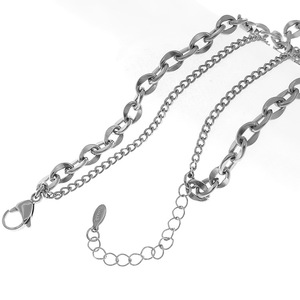 Stainless Steel Double Layer Necklace 50cm Minimalist Punk Style For Men And Women <b>Titanium</b> Steel <b>Chain</b> Jewelry - Product Image 4