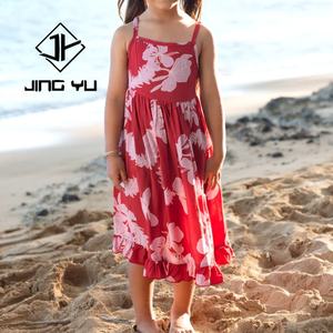 High Quality Manufacturer Floral Print Beach <b>Dress</b> Custom 100% Cotton Children's Hawaiian <b>Dress</b> - Product Image 2