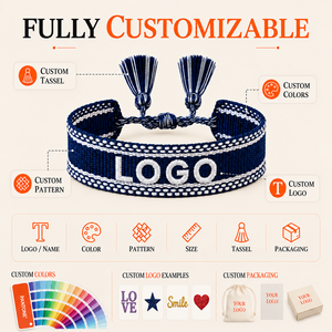 Braccialetto Intrecciato Fatto a Mano Regolabile Personalizzato con Ciondolo Occhio Blu Ricamato e Nappa, Braccialetto dell'Amicizia in Corda Intrecciata Macramè - Product Image 3