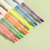 Surligneur créatif double-tête bicolore effaçable pour étudiants, marqueur artistique en PET, plusieurs couleurs