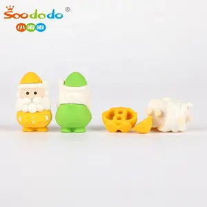 Soododo XDN0427 custom 6pcs card suit santa sharing suit eraser cute puzzle free combination of different color parts of the era