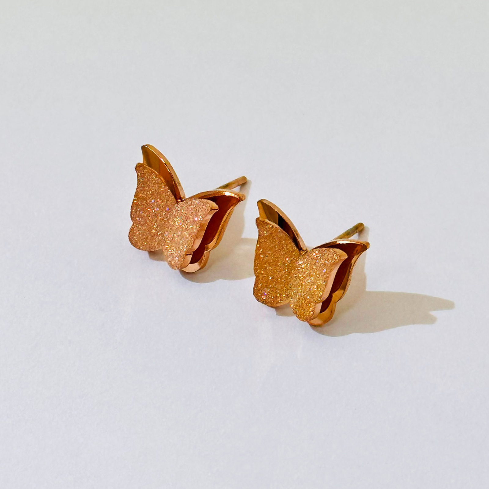 [733] butterfly earrings rose gold